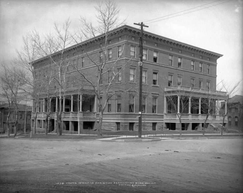 #98 Exterior view of Young Women’s Christian Association (Y.W.C.A.) building, 18th (Eighteenth) Avenue and Sherman, Denver, 1909