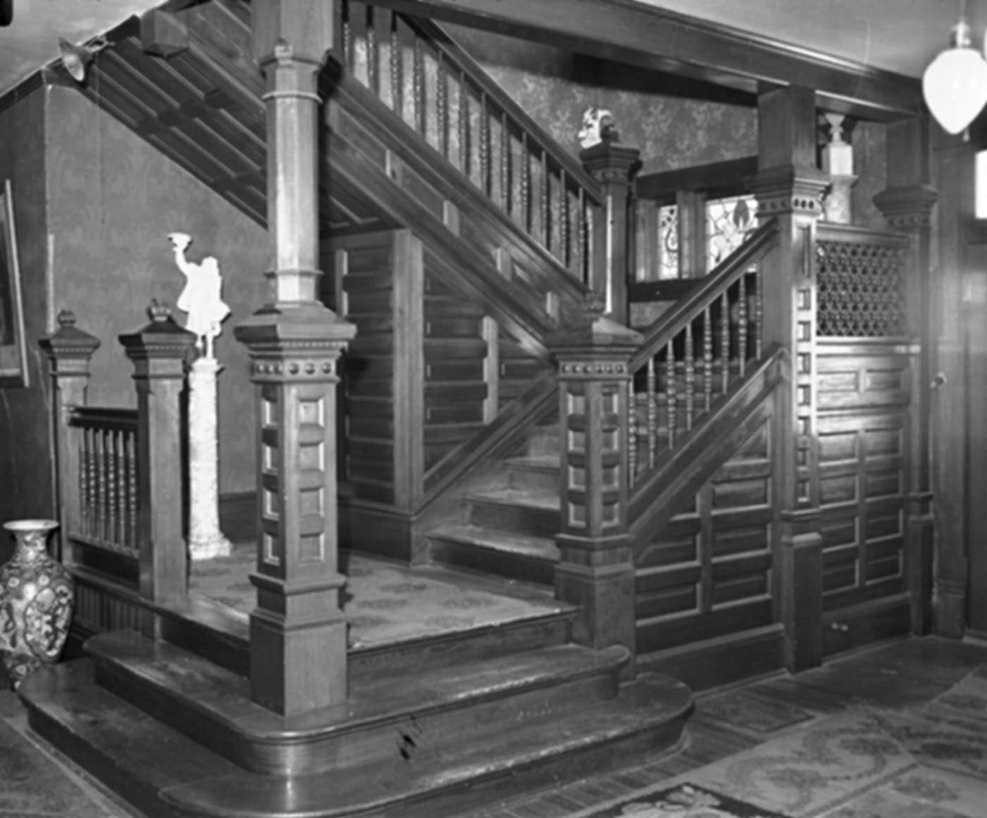 #134 A staircase in Robert McCart home ,Arlington Heights, Fort Worth, Texas, 1941