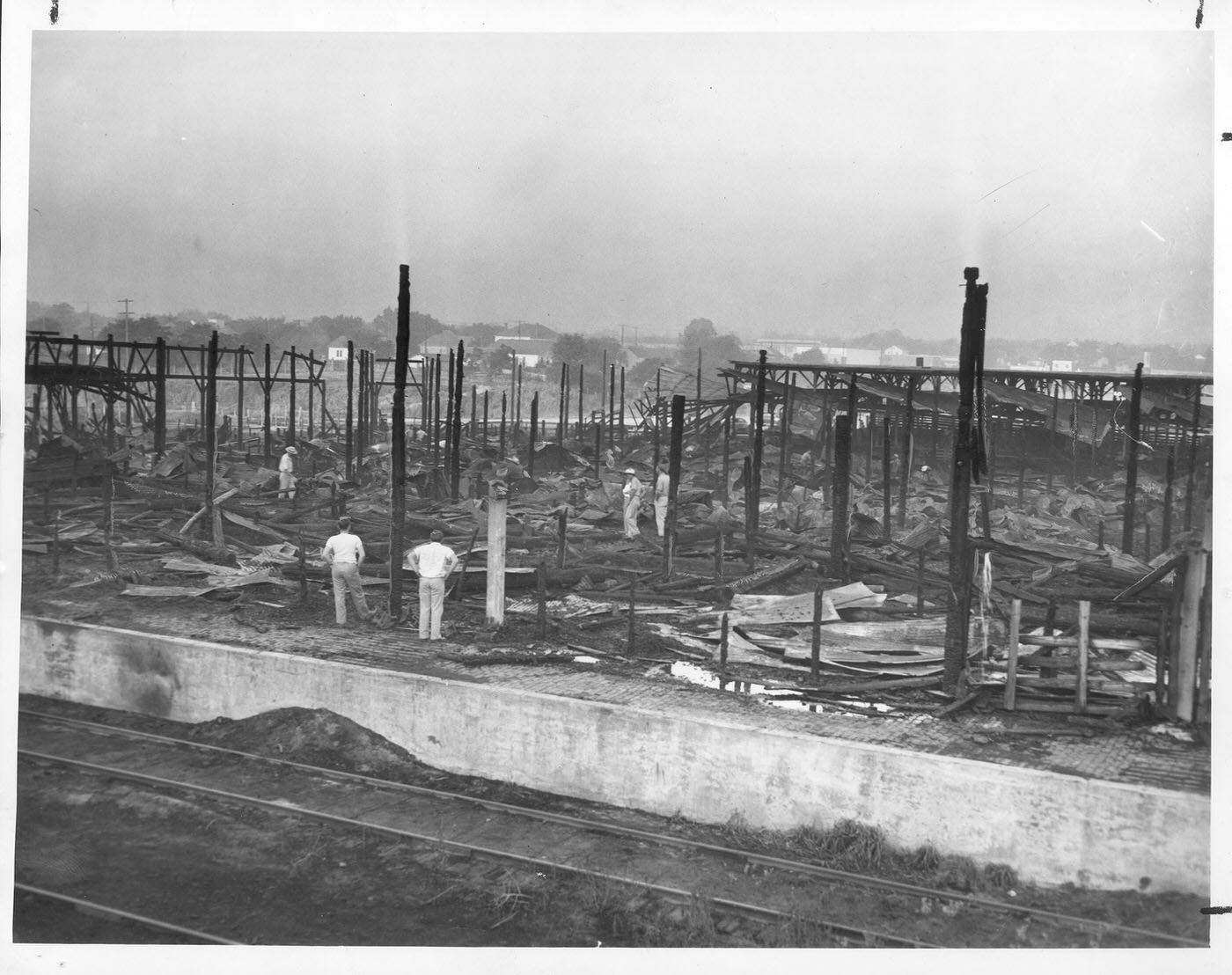 #109 Burned sheep pens in Fort Worth stockyards, 1947