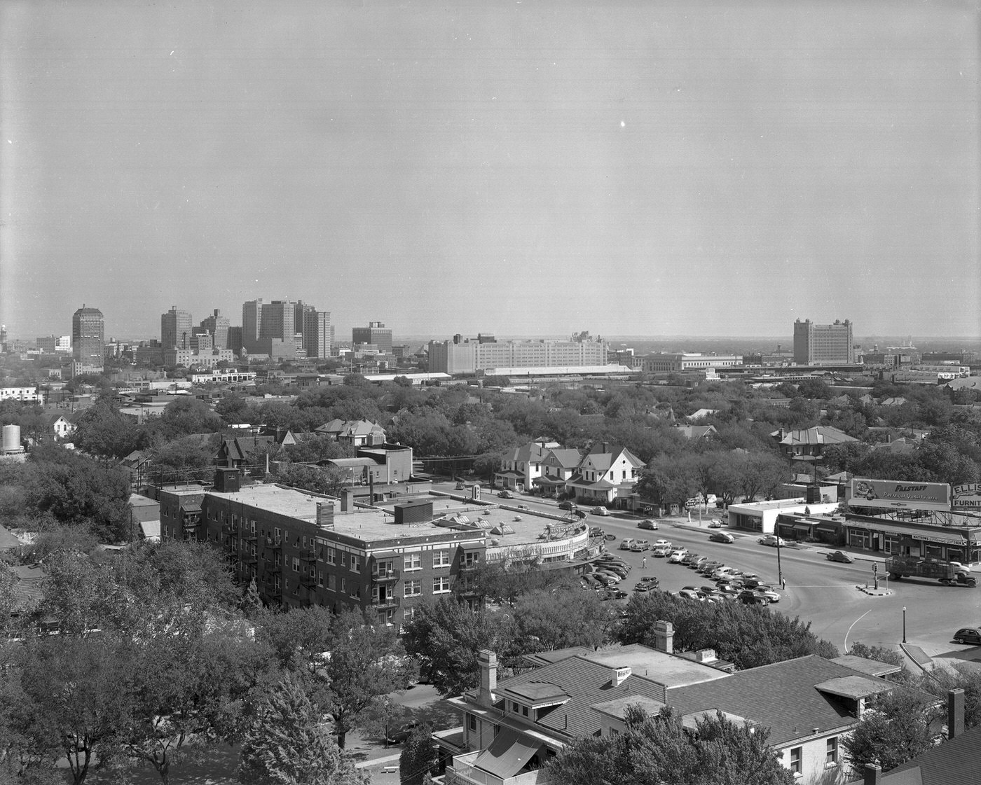 #117 Skyline of Fort Worth, Texas, from Methodist Hospital, corner of Henderson Street and Pennsylvania Avenue, 1948.
