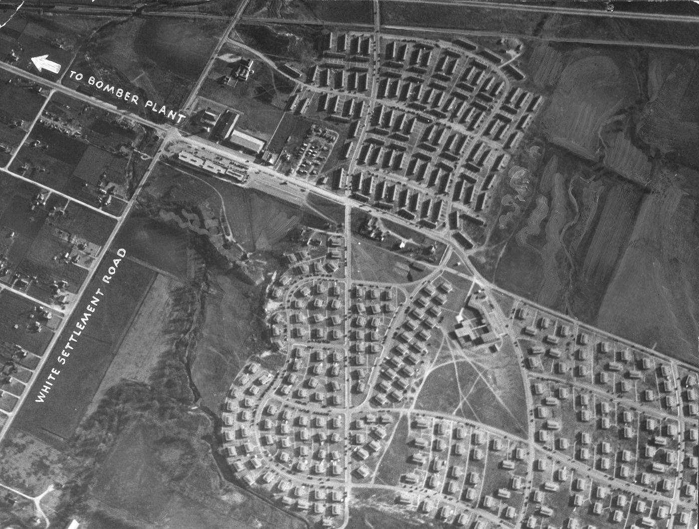 #177 An aerial view of base housing, Carswell Air Force Base, Fort Worth, Texas, 1945
