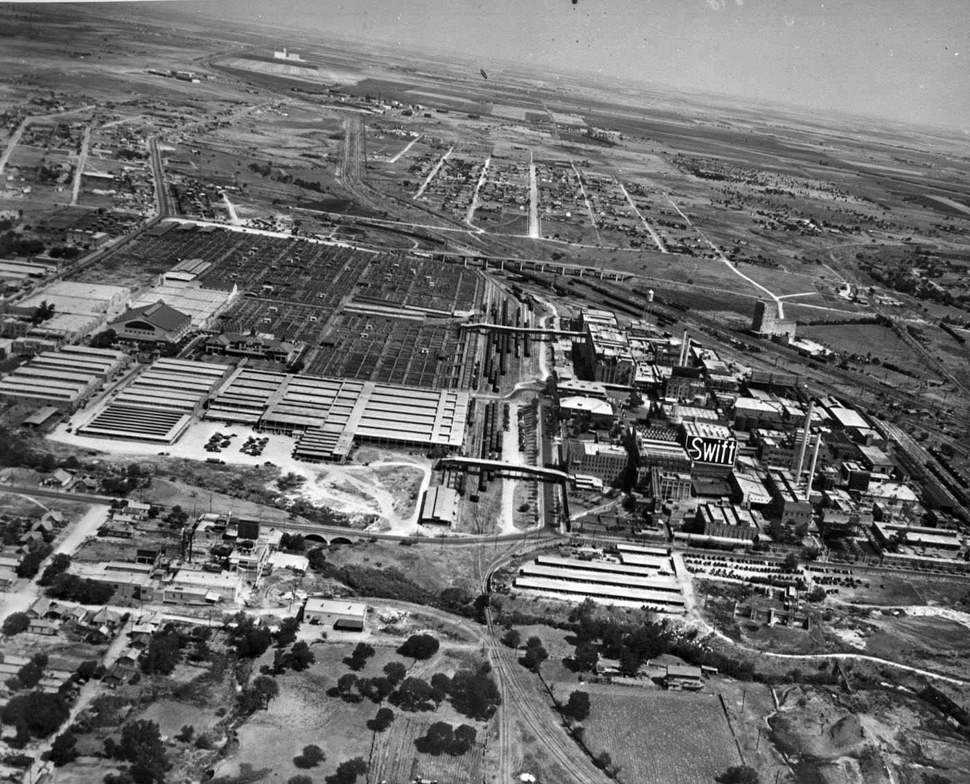 #200 An aerial of Swift & Company and stockyards, 1942