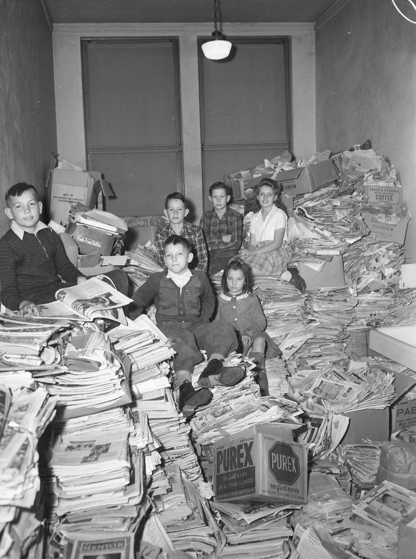 #38 Waste paper collection at Oakhurst Elementary School, 1944