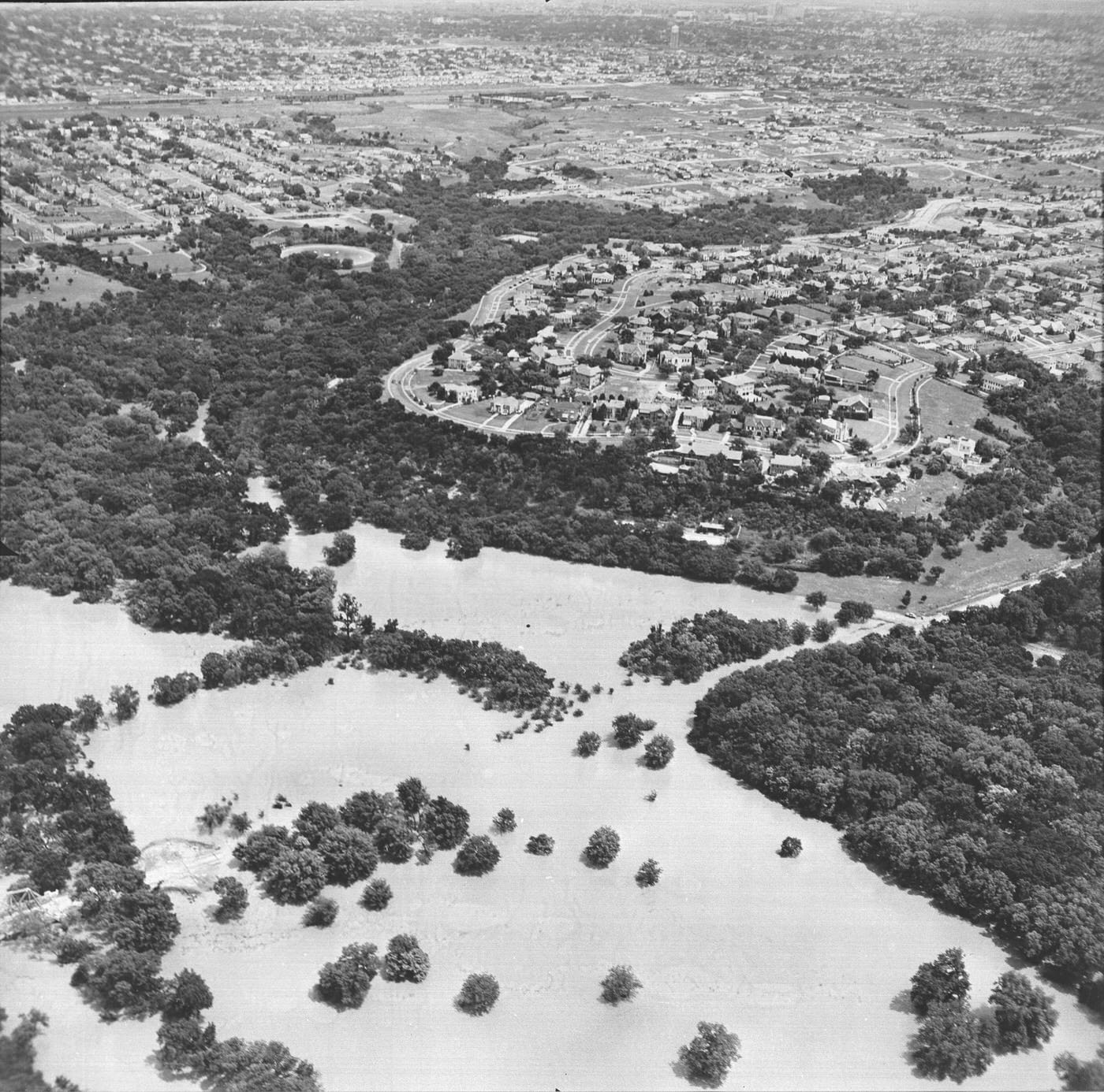 #141 An aerial of flooded neighborhoods, 1949