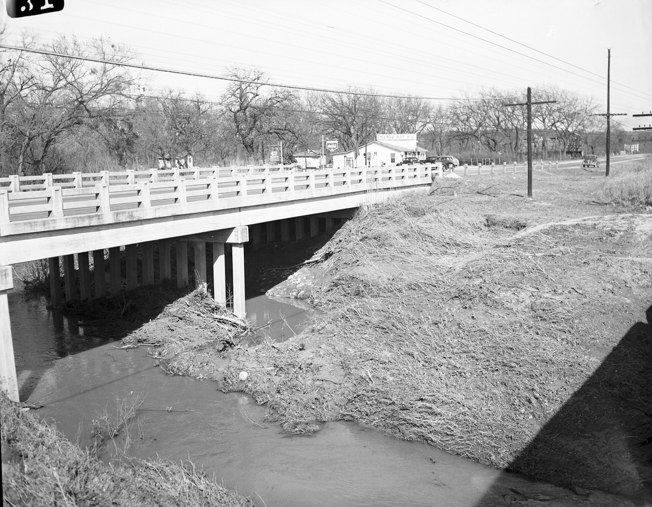 #115 Village Creek at normal stage along the Fort Worth-Dallas pike.