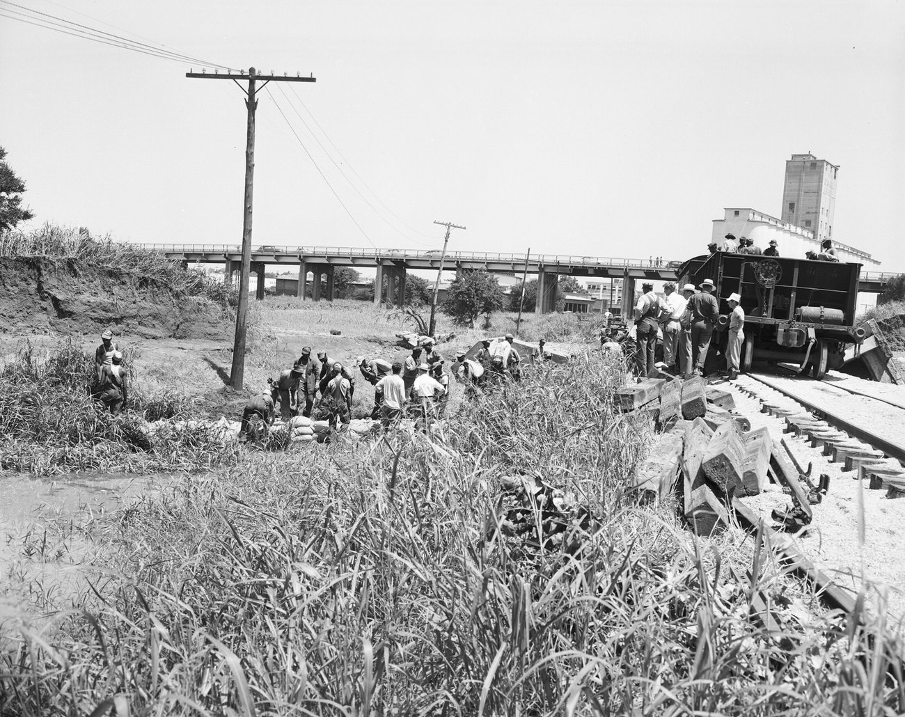 #15 Flood damage: University Drive and Texas & Pacific Railway, 1949