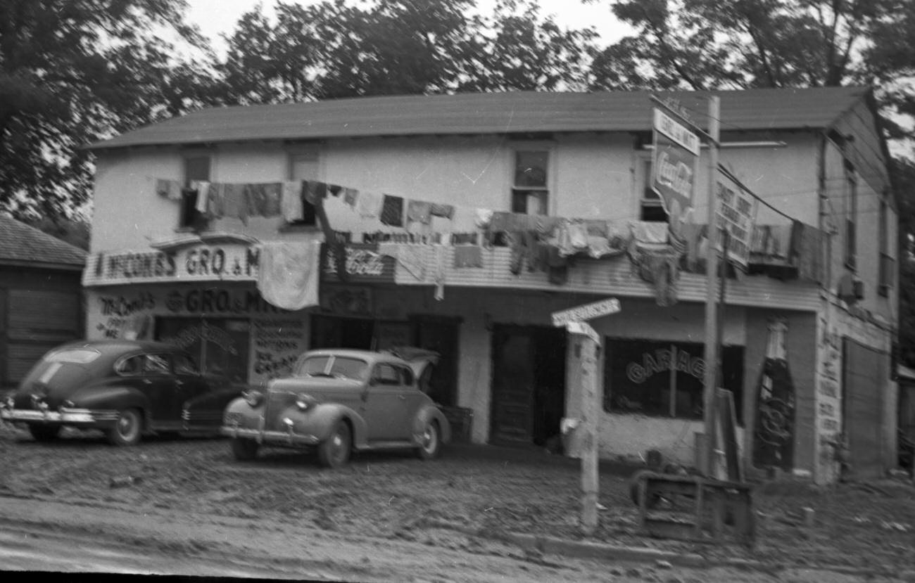 #39 Flood scenes of commercial and residential buildings, 1949