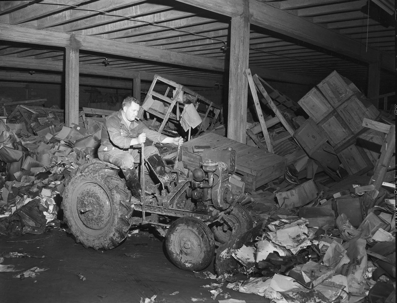 #65 Flood damage to the interior of the Stationers Distributing Company, 1949