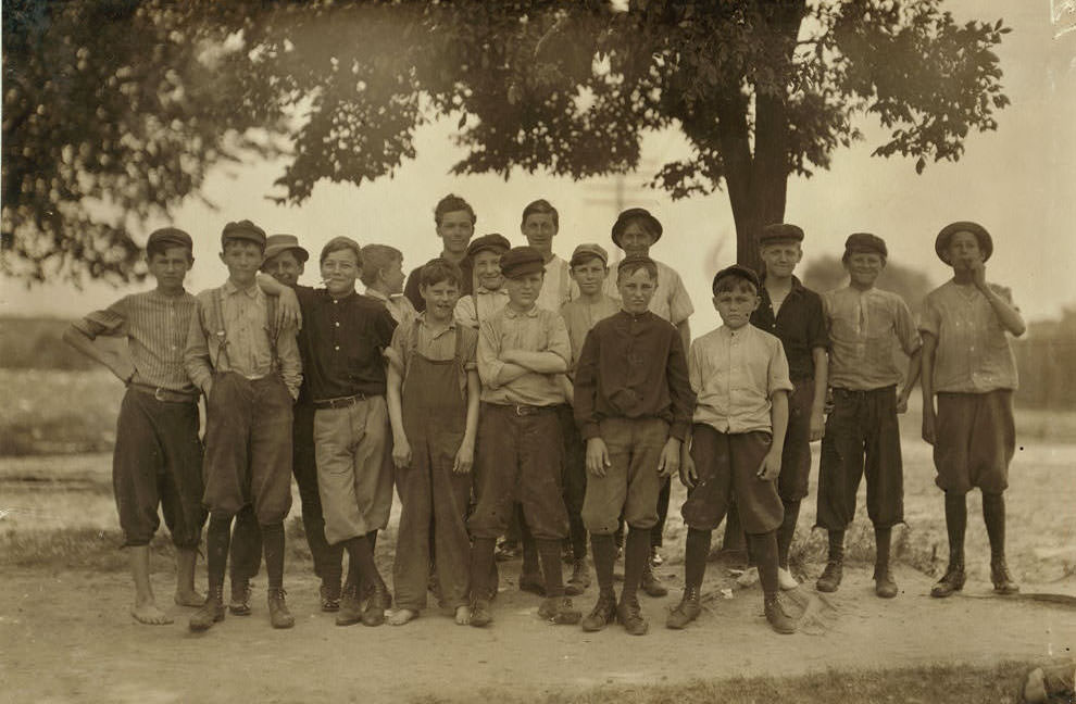 #9 These boys, and others, work in the Chesapeake Knitting Mills, Berkley, 1911