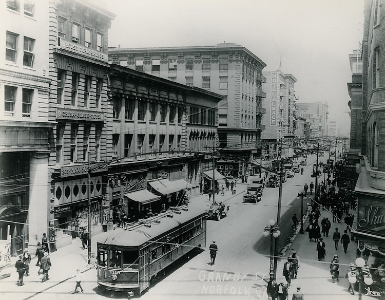 #13 Granby Street looking North from City Hall Avenue, 1920