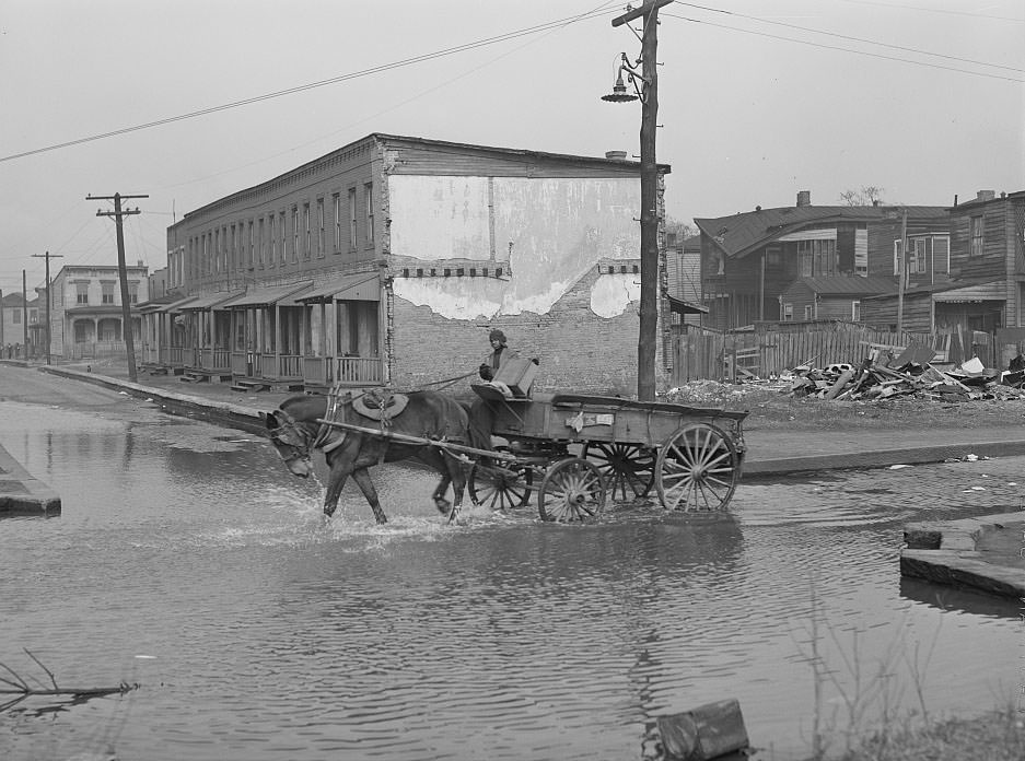 #159 Backed up sewer in Negro slum district. Norfolk, Virginia.1941