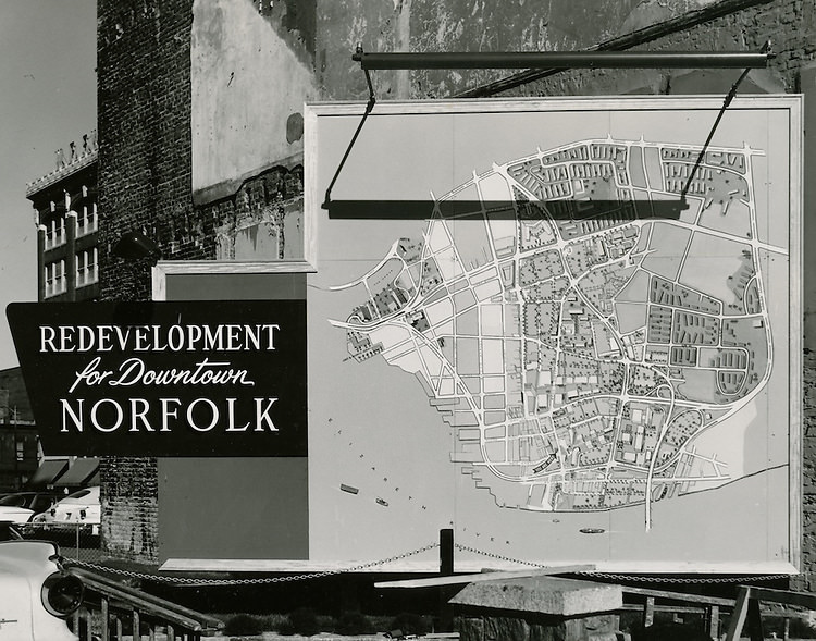 #33 Map of Redevelopment of downtown Norfolk, 1950s