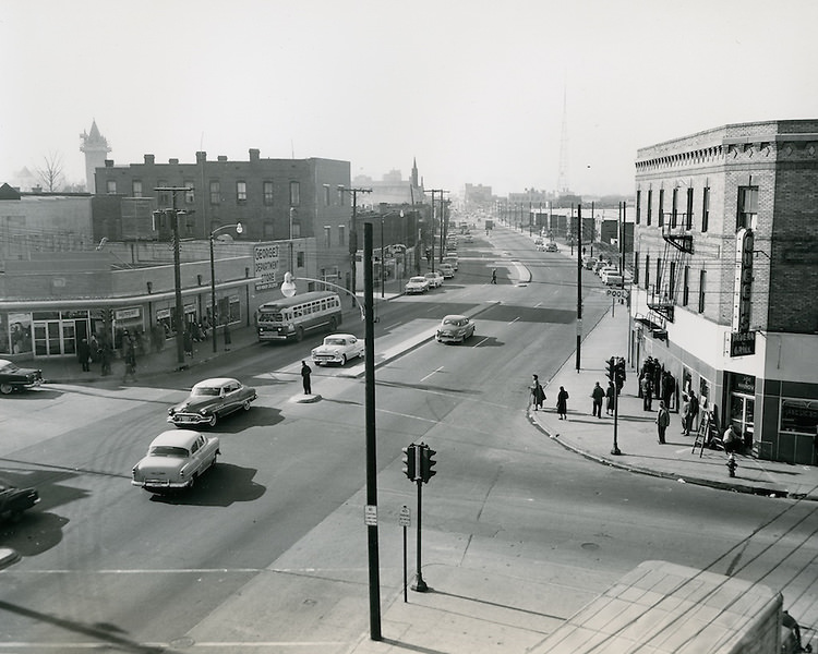 #46 Downtown North (R-8)…Brambleton Avenue (After). Photograph shows newly widened Brambleton Avenue and surroundind redeveloped area, 1958