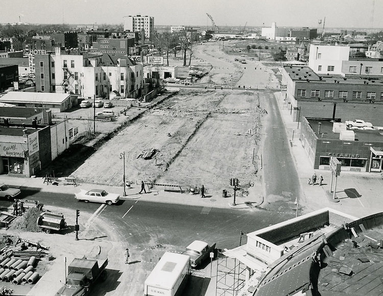 #79 Brambleton Avenue widening under construction, looking west from Boush Street and Brambleton Avenue – February 02, 1962