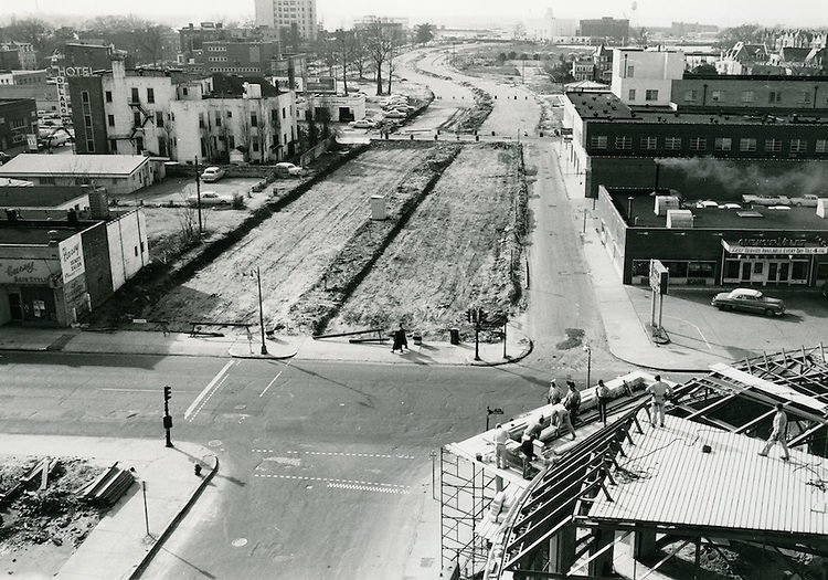#40 Brambleton Avenue widening under construction. Looking West from Boush Street and Brambleton Avenue, 1970s