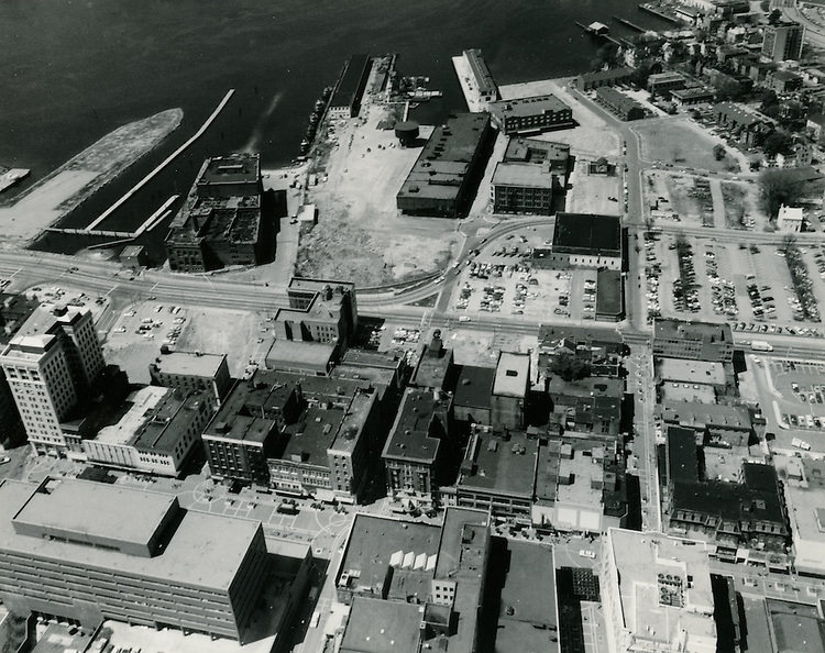 #55 View looking West. Granby Street & Federal Building in foreground.Freemason Harbor, 1976