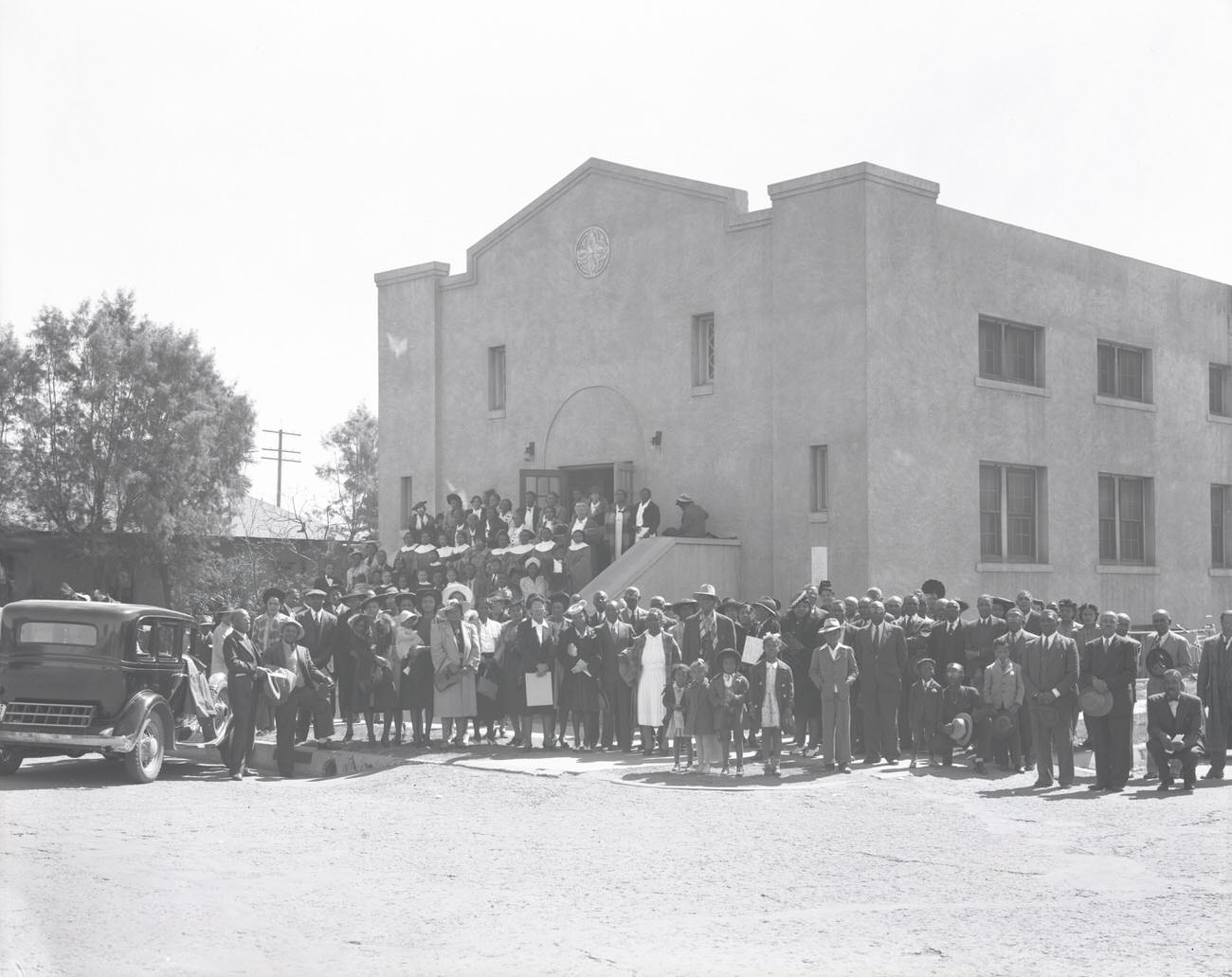 #8 Parishioners Outside the First Colored Baptist Church, 1942. This church stood on the southeast corner of 5th and Jefferson Streets in Phoenix.