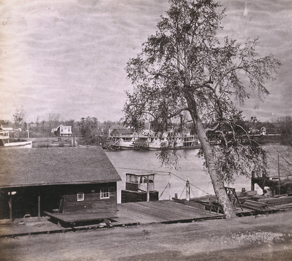 #115 The River and Steamers at Sacramento City, 1870s