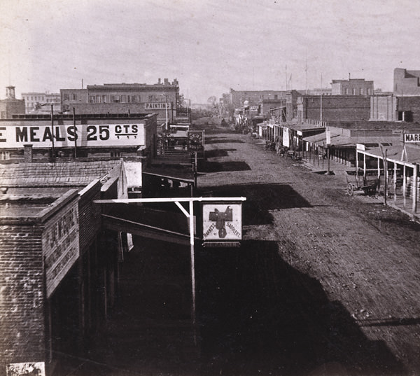 #124 Sacramento City, K Street, from Masonic Hall, 1870s