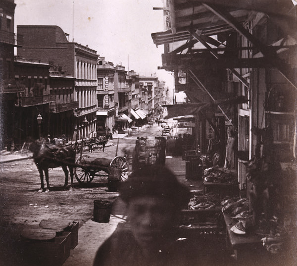 #143 View among the Chinese on Sacramento Street, 1870