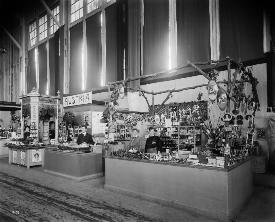 #106 Vendors show Austrian goods in the Austria pavilion at the Louisiana Purchase Exposition, 1904