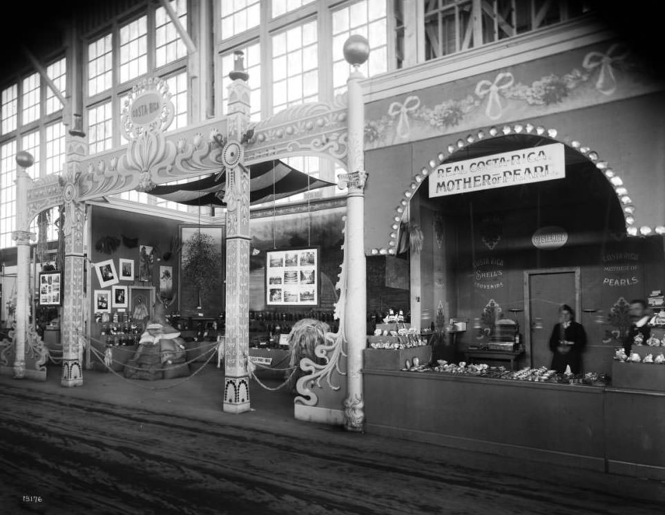 #107 Costa Rica’s exhibits, including liberal arts materials, agricultural, forestry and ocean products, were displayed in the Agriculture palace at the Louisiana Purchase Exposition, 1904