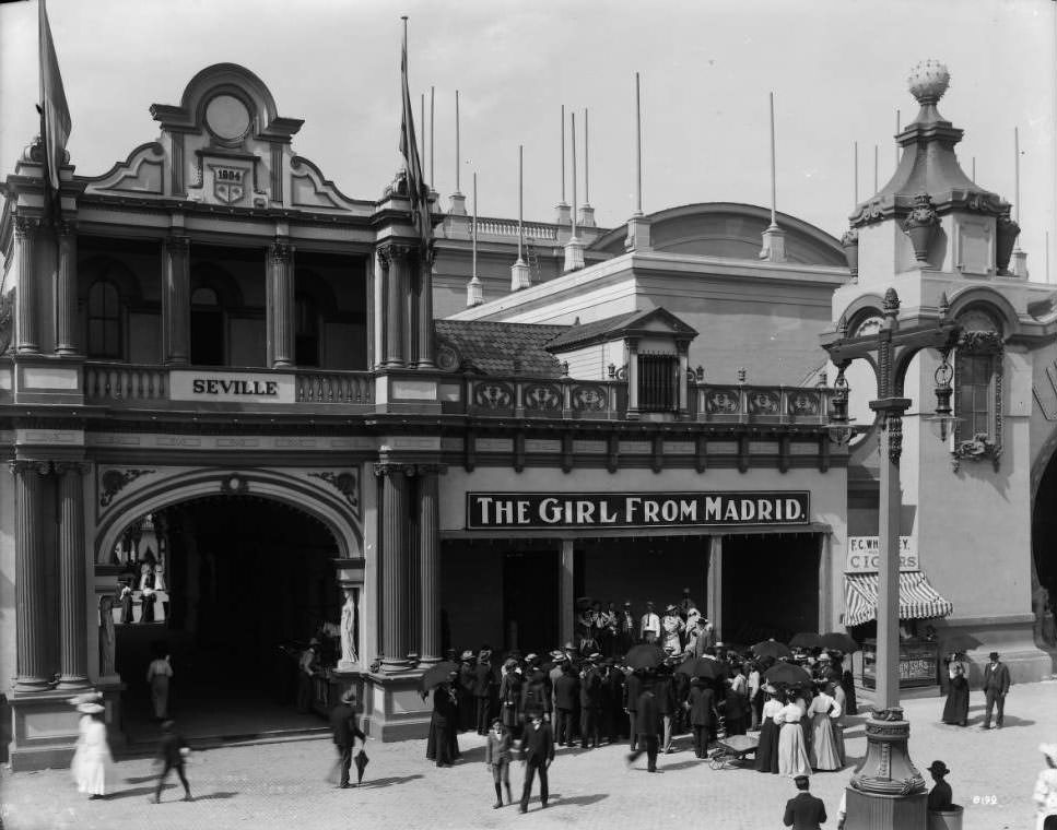 #162 The Girl from Madrid attraction was part of the Streets of Seville concession on the Pike at the Louisiana Purchase Exposition, 1904
