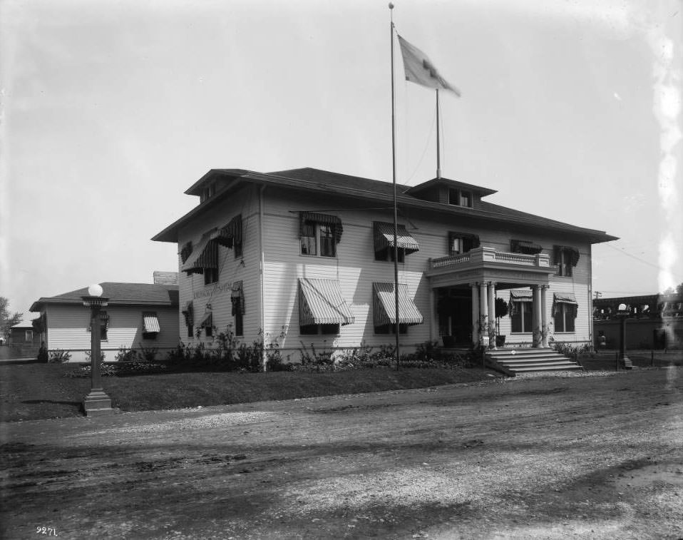 #167 The Emergency hospital was located at the east end of the Model Street at the Louisiana Purchase Exposition, 1904