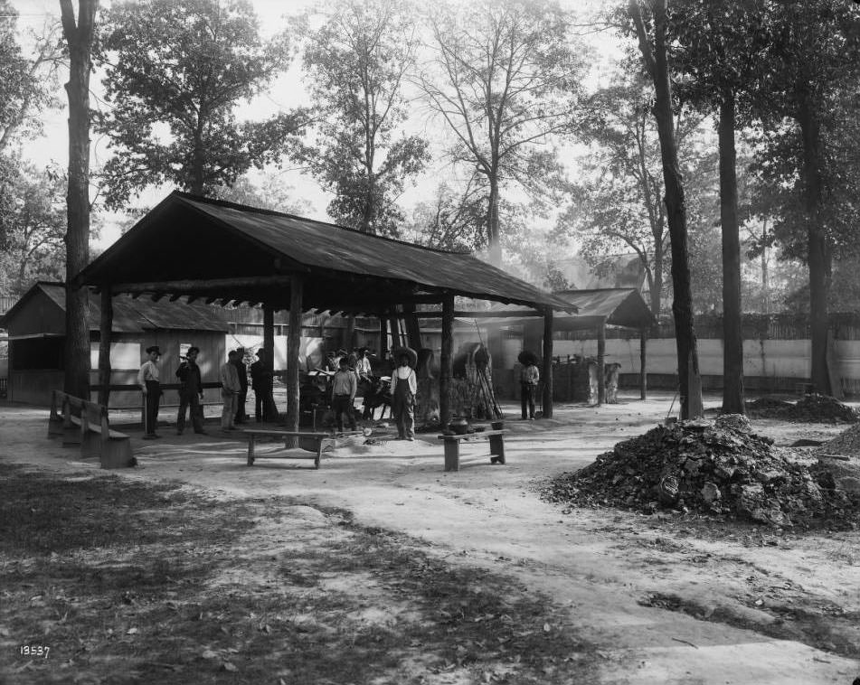 #175 The Mining Gulch was a twelve acre area for the Mines and Metallurgy Department’s outdoor exhibits at the Louisiana Purchase Exposition, 1904