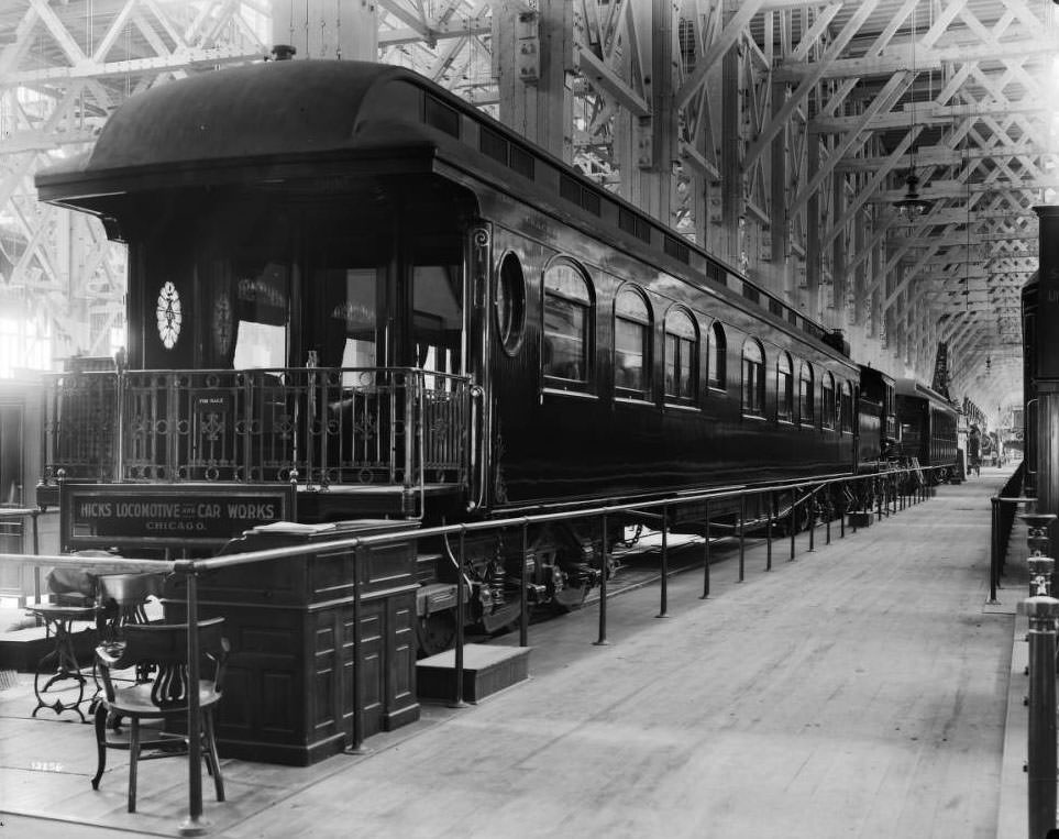 #218 Hicks Locomotive & Car Works exhibit in the Palace of Transportation, 1904