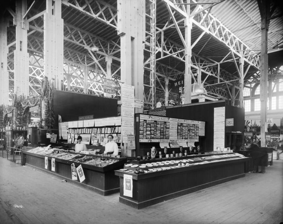 #91 Staff at the Postal News Company’s booth in the Agriculture palace at the Louisiana Purchase Exposition, 1904