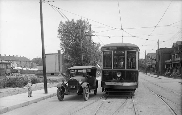 #156 Toronto Transportation Commission car near Queen Street and Woodbine Avenue, 1923