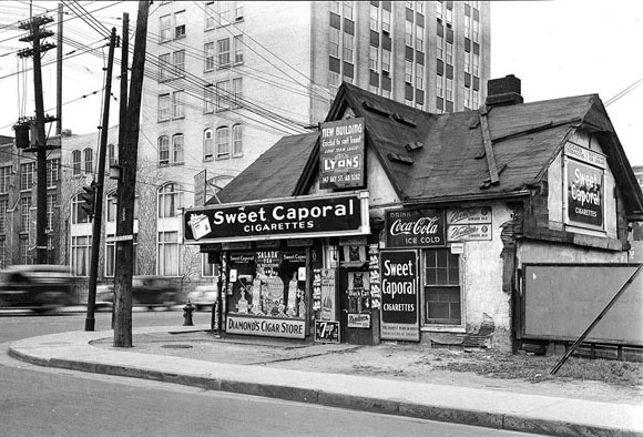 #126 Sweet Caporal cigarettes for sale at University and Dundas, 1940s
