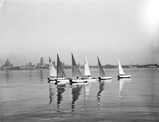 #135 Sailboats on a tranquil Toronto bay, 1940s