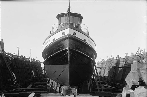 #29 City of Toronto tug “Ned Hanlan” in dry dock, 1940s