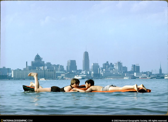 #57 Swimmers with the much less-developed skyline in 1963,