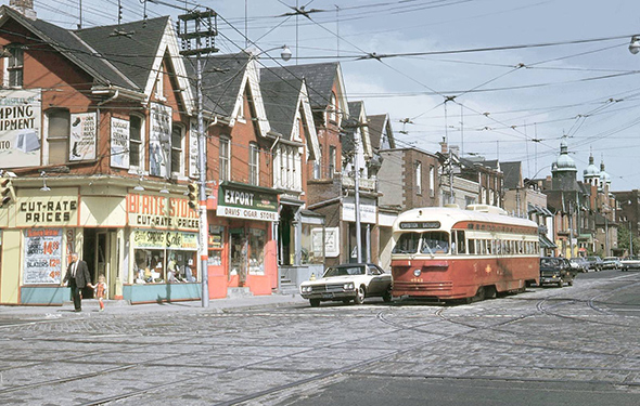 #181 Looking north up Bathurst at Dundas, 1966