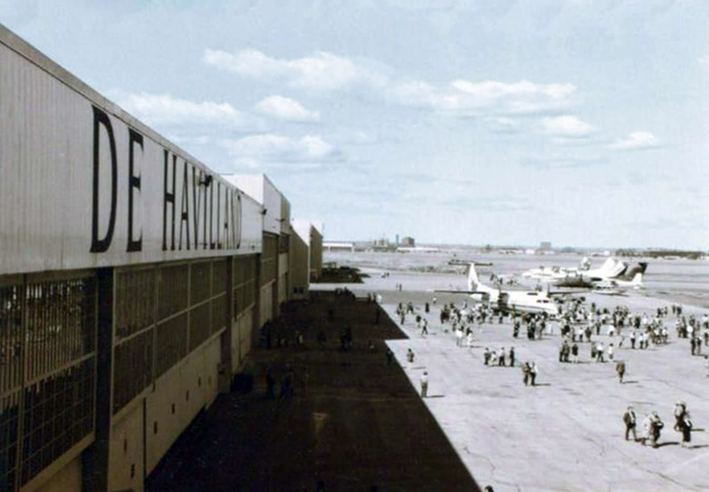#47 Dash 8 Series 300 planes, view from the Engineering Computing office at de Havilland Aircraft, Downsview, March 1987