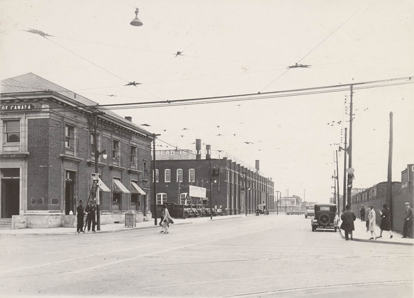 #93 View looking east on Bloor St. W., from Dundas St. W. to Canada Bread Company’s Factory No. 2, 1929