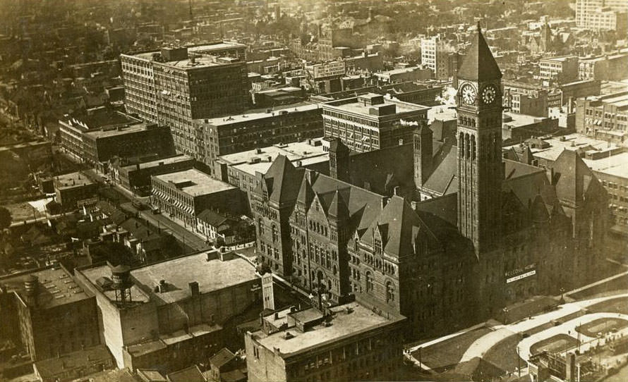 #23 Here is a view of the Old City Hall as it looked from the air in 1919.