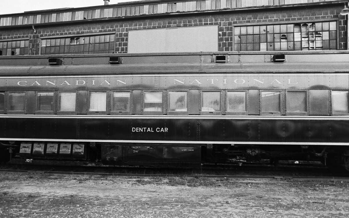 #103 CNR Dental Car. From the railway museum at Harbourfront, 1980.