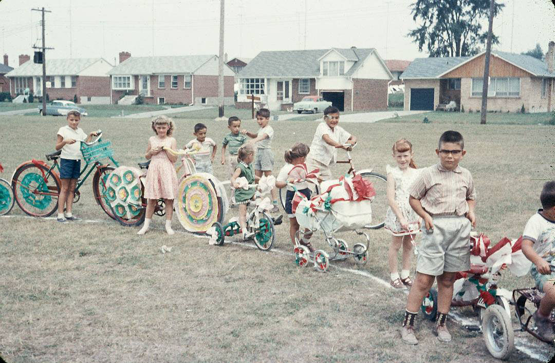 #133 Children playing together in their suburban neighborhood, North York, 1950s.