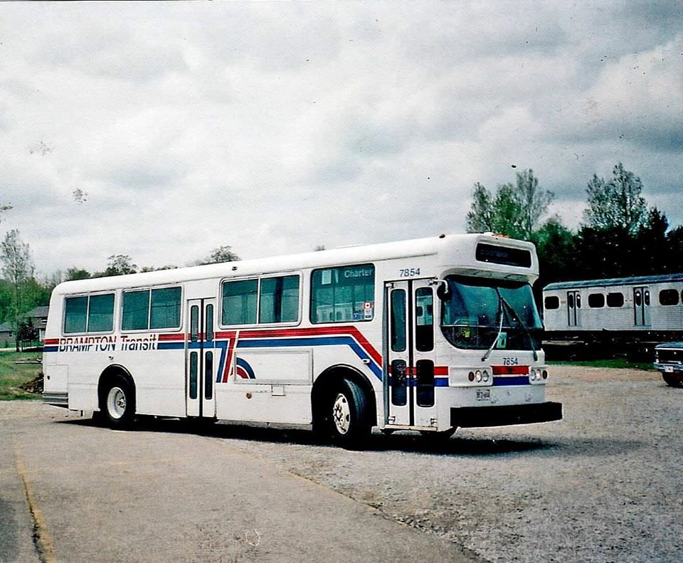 #149 Brampton Transit 7820 at the time a rare 35 foot 1978 Flyer D800B on a private fan charter to the Halton County Radial Railway. 