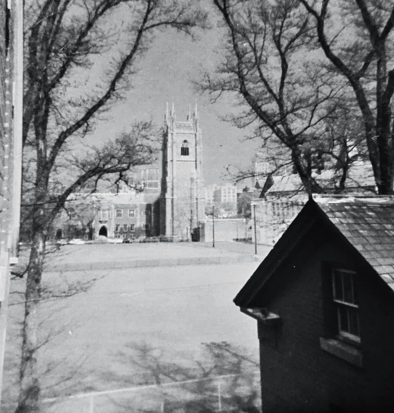 #38 Soldiers’ Tower at Hart House, UofT taken from Whitney Hall, 1963