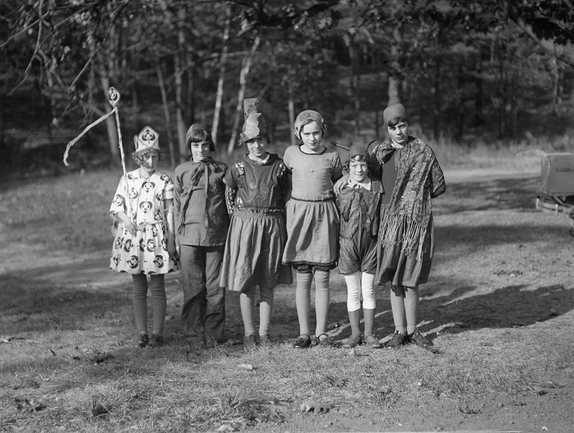 #143 Victoria Park Forest School, Halloween party, group of six, October 28, 1929.