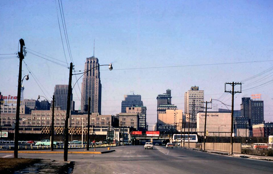 #53 Yonge Street, looking north from Lakeshore Blvd, 1962