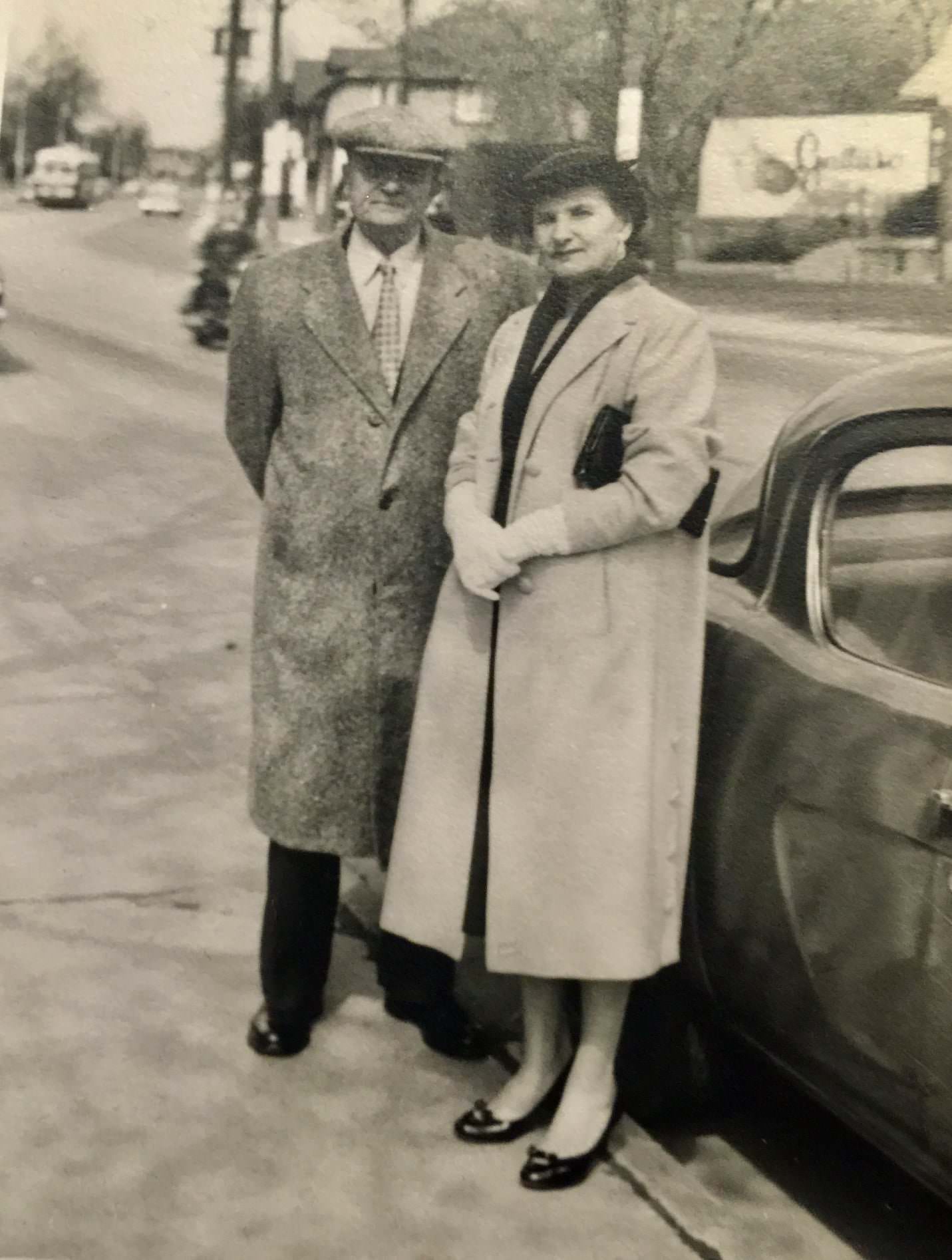 #27 Osvald and Lydia Einer, on Gerrard Street East near Bowmore Road, early 1950s