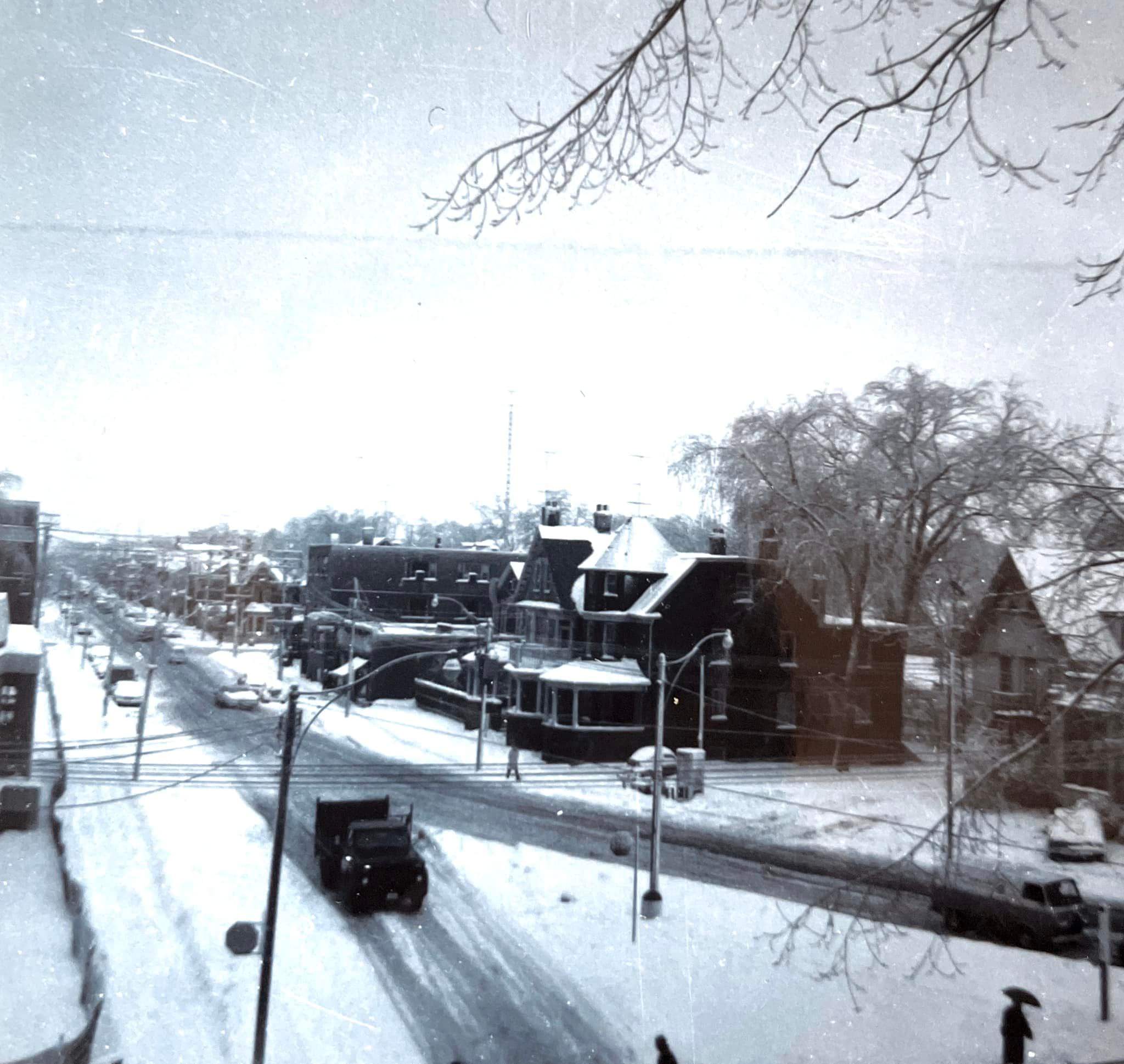 #45 Harbord Street, taken from Whitney Hall residence on St. George Street in the winter of 1963