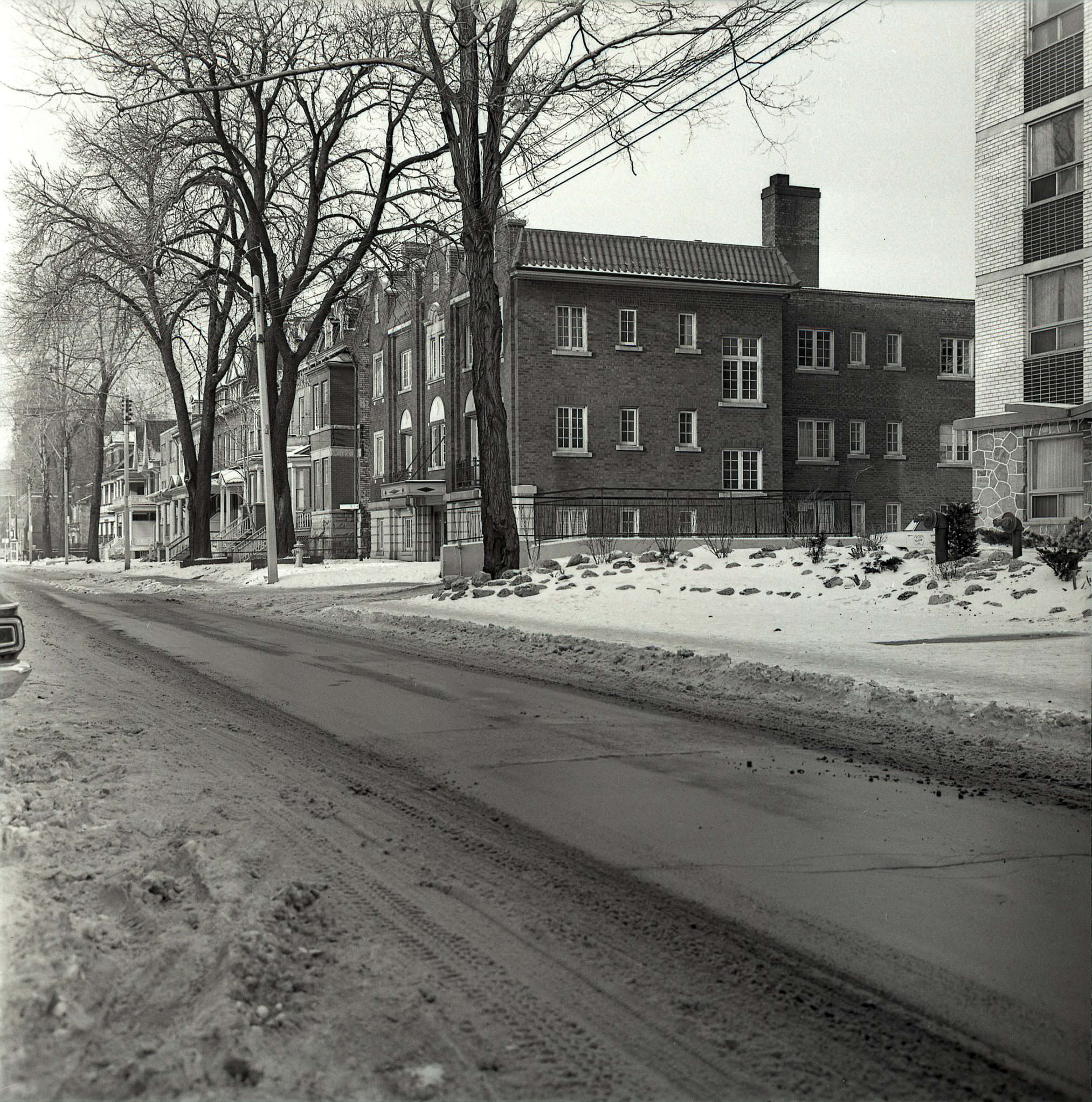 #93 Gloucester Street, a little west of Church, looking west toward Yonge, 1964.