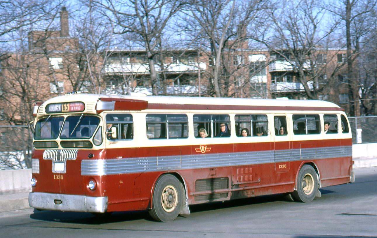 #110 Castlefrank ttc stn. Parliament bus, 1969